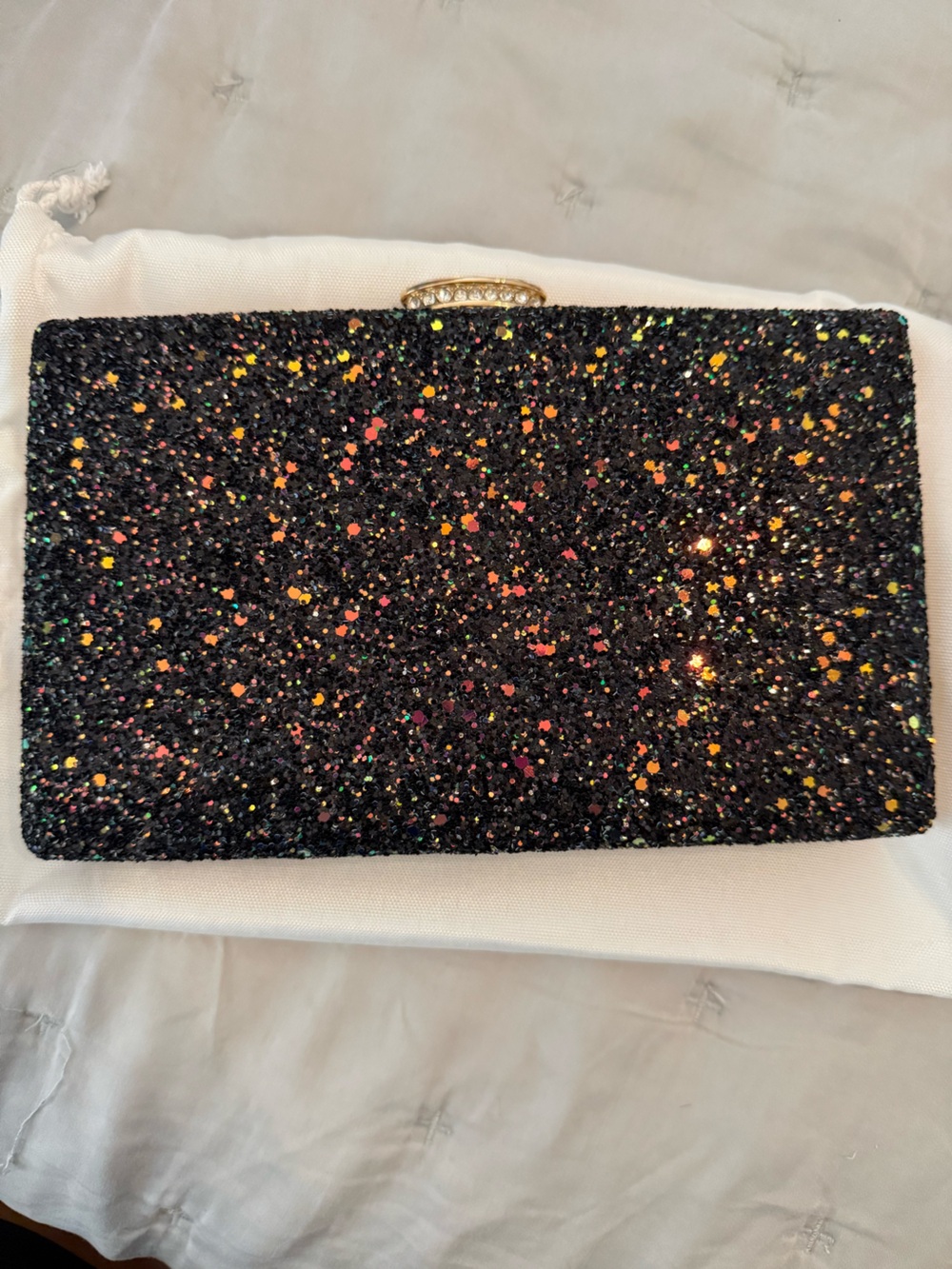 Amazon Black Glitter Multicolor Sequin Clutch